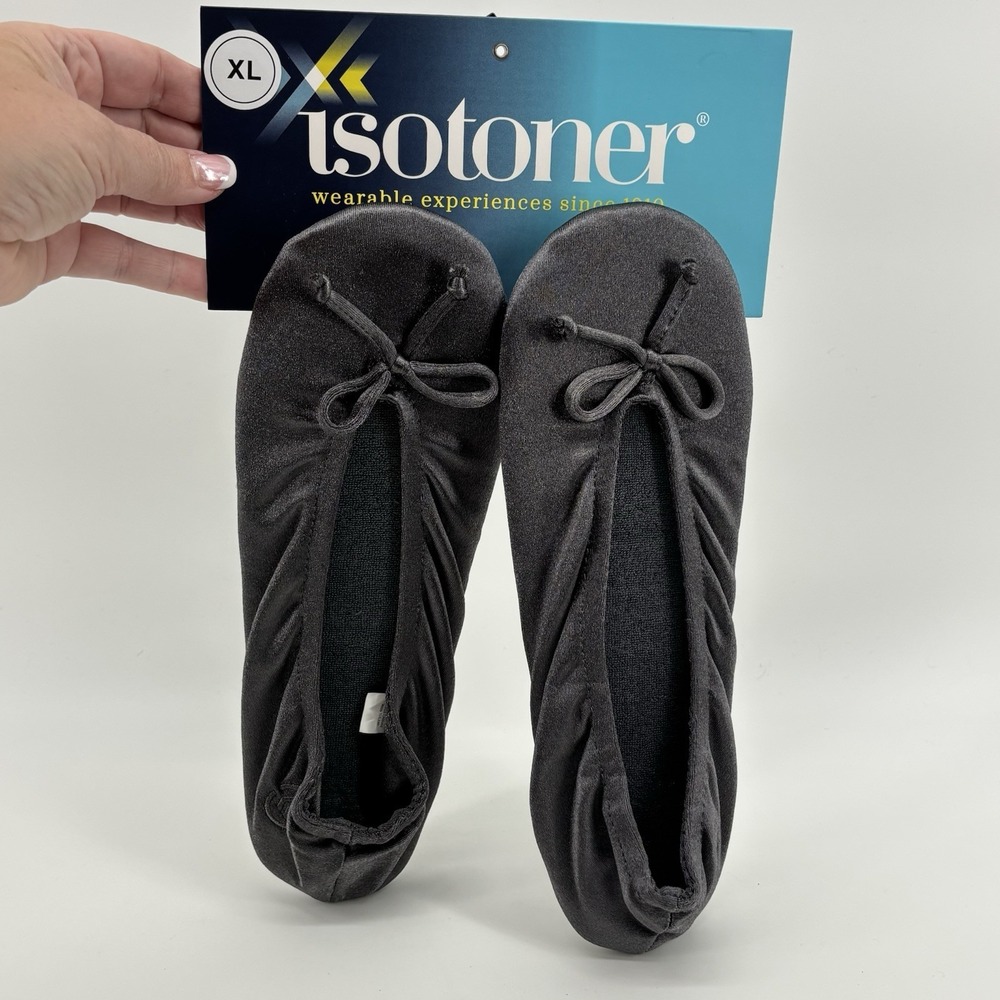 Women's Isotoner Ballerina Slippers Size X-Large (9.5-10.5)Dark MineralGray NWT‎